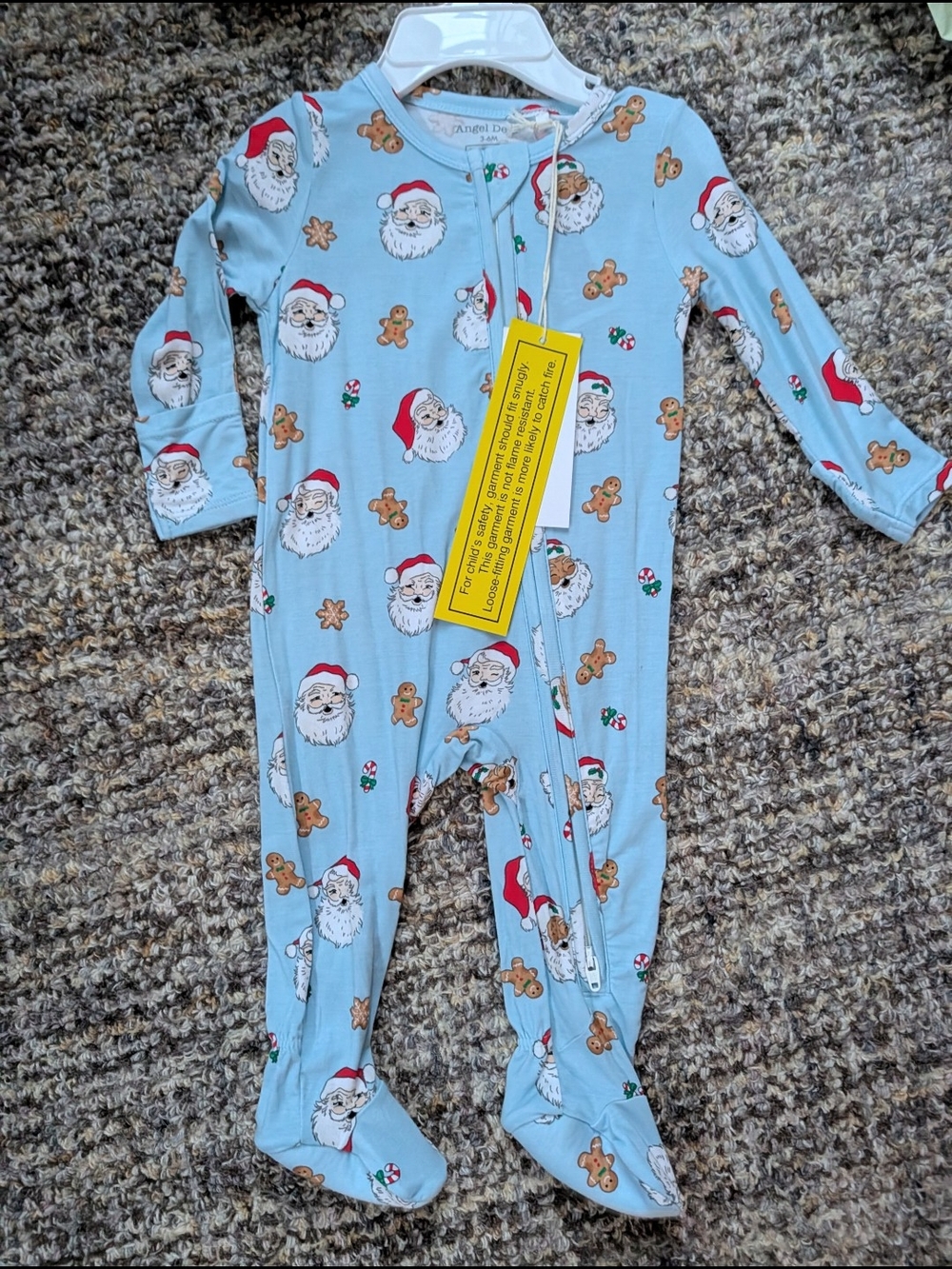 New Angel Dear Vintage Santa And Gingerbread Bamboo Zippy 3-6 Months